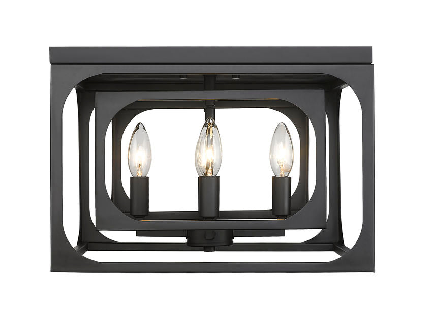 Z-Lite Easton 15" 4-Light Matte Black Steel Flush Mount Lighting