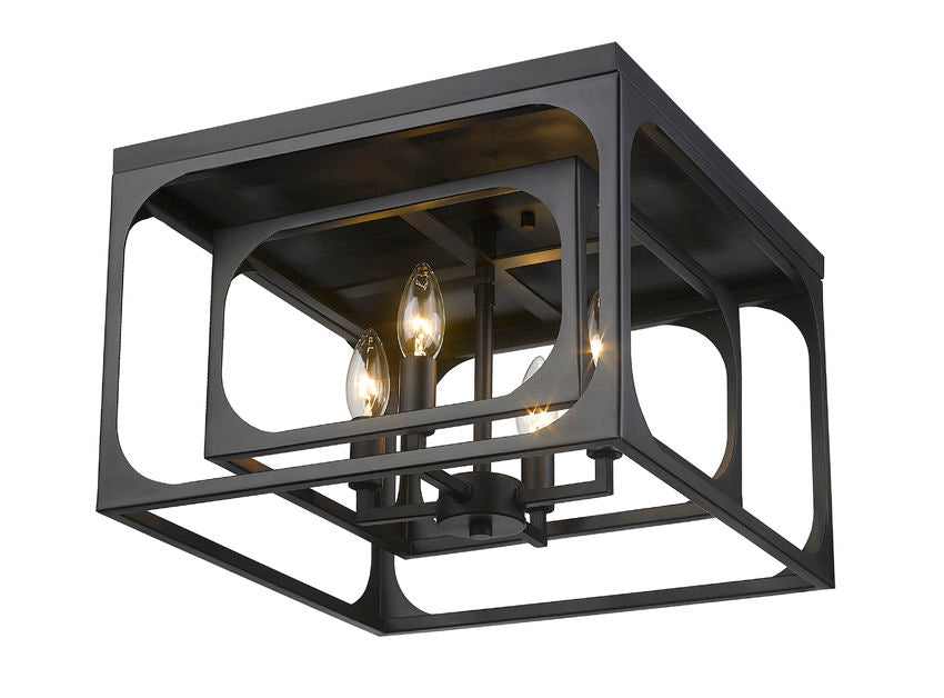 Z-Lite Easton 15" 4-Light Matte Black Steel Flush Mount Lighting