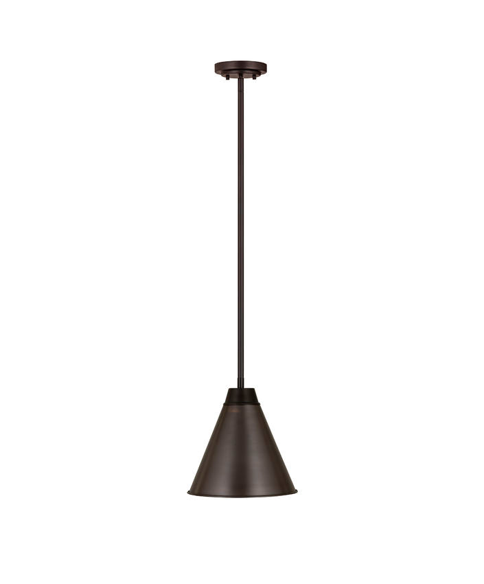 Z-Lite Eaton 12" 1-Light Bronze Plate Iron Pendant Light
