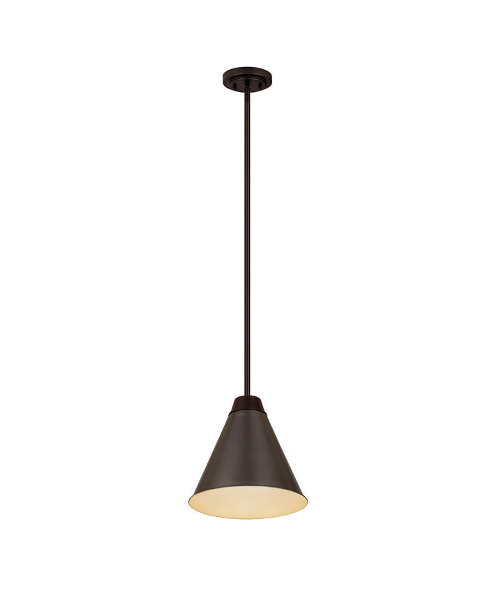 Z-Lite Eaton 12" 1-Light Bronze Plate Iron Pendant Light