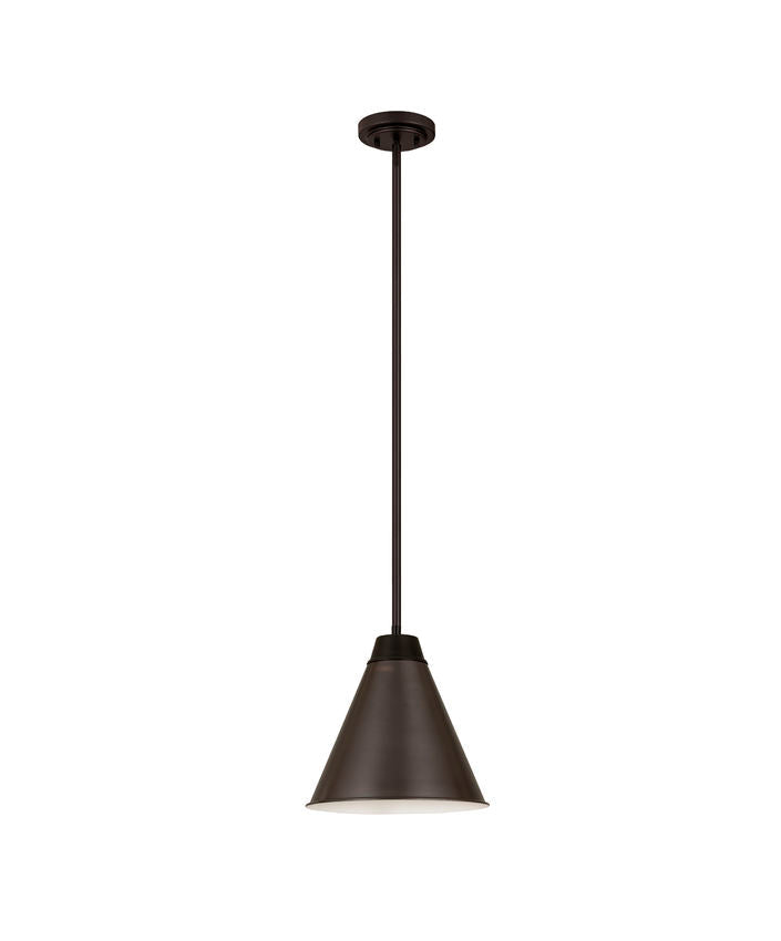 Z-Lite Eaton 12" 1-Light Bronze Plate Iron Pendant Light