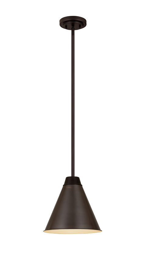 Z-Lite Eaton 12" 1-Light Bronze Plate Iron Pendant Light