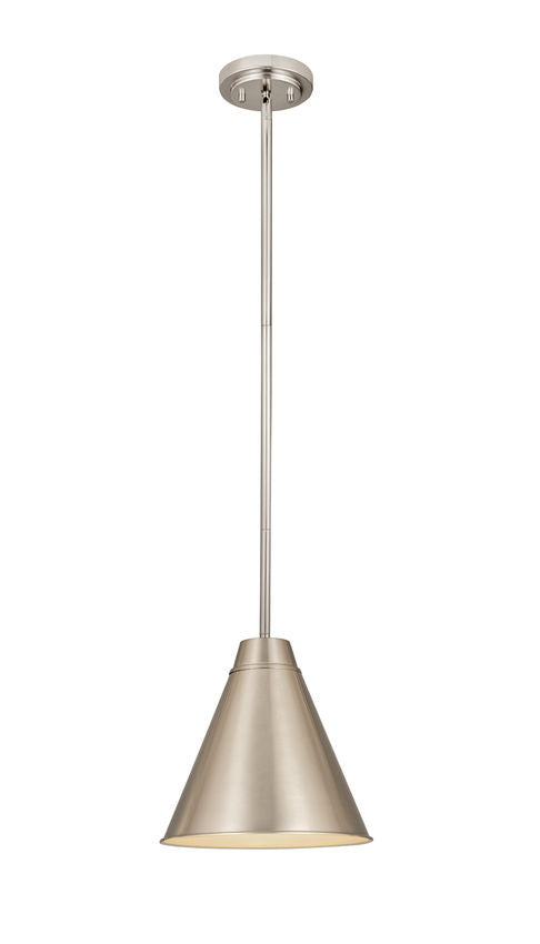 Z-Lite Eaton 12" 1-Light Brushed Nickel Iron Pendant Light