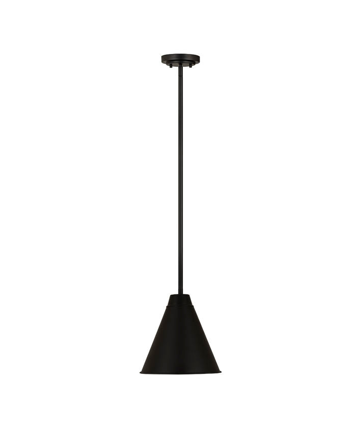 Z-Lite Eaton 12" 1-Light Matte Black Iron Pendant Light