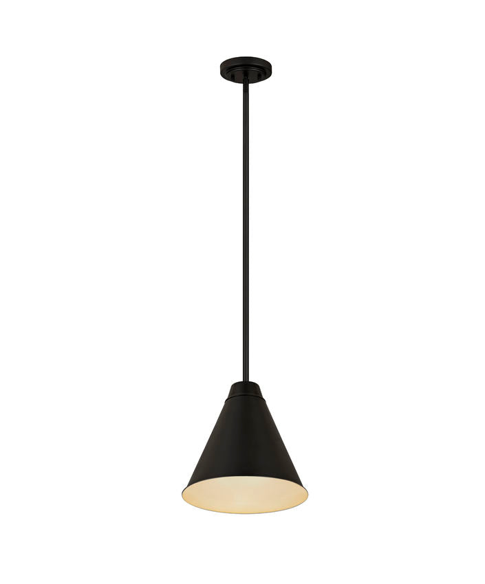 Z-Lite Eaton 12" 1-Light Matte Black Iron Pendant Light