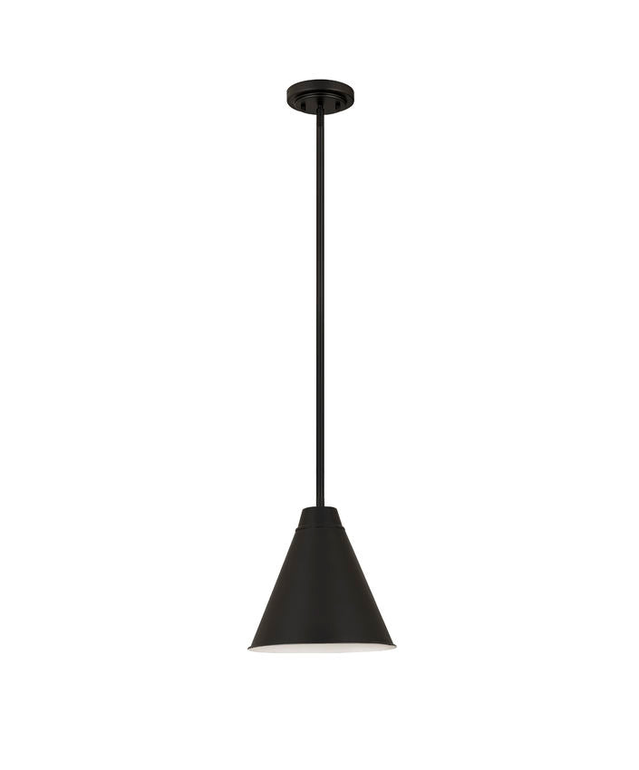 Z-Lite Eaton 12" 1-Light Matte Black Iron Pendant Light