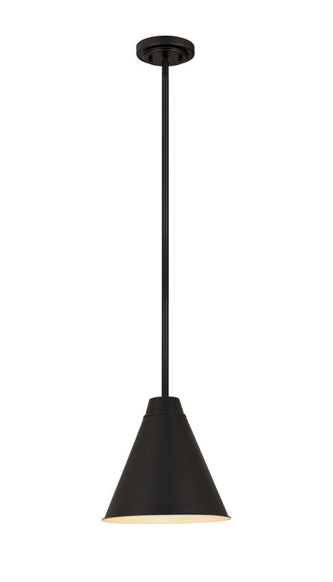 Z-Lite Eaton 12" 1-Light Matte Black Iron Pendant Light