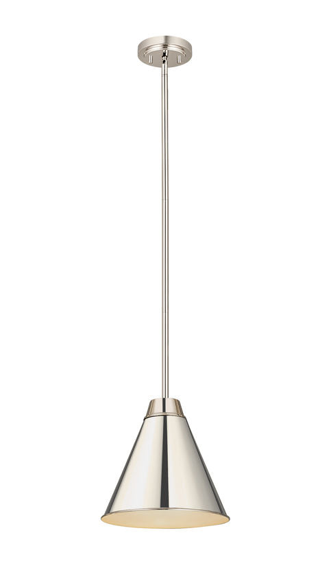 Z-Lite Eaton 12" 1-Light Polished Nickel Iron Pendant Light