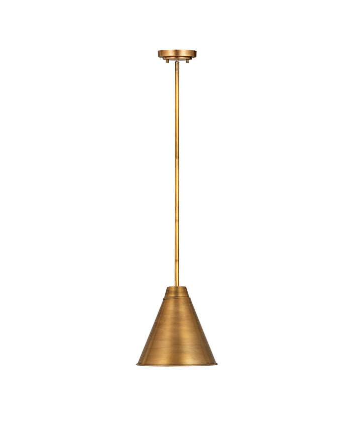 Z-Lite Eaton 12" 1-Light Rubbed Brass Iron Pendant Light