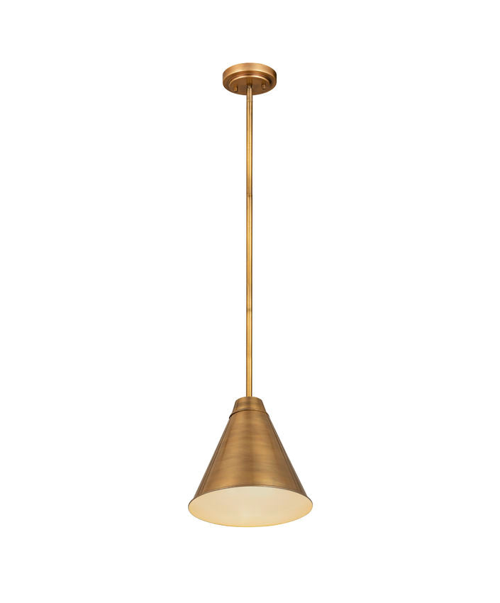 Z-Lite Eaton 12" 1-Light Rubbed Brass Iron Pendant Light