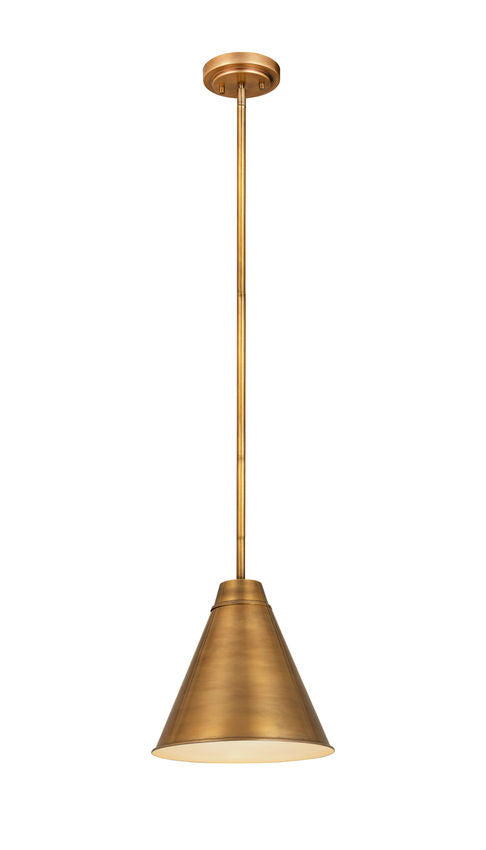 Z-Lite Eaton 12" 1-Light Rubbed Brass Iron Pendant Light