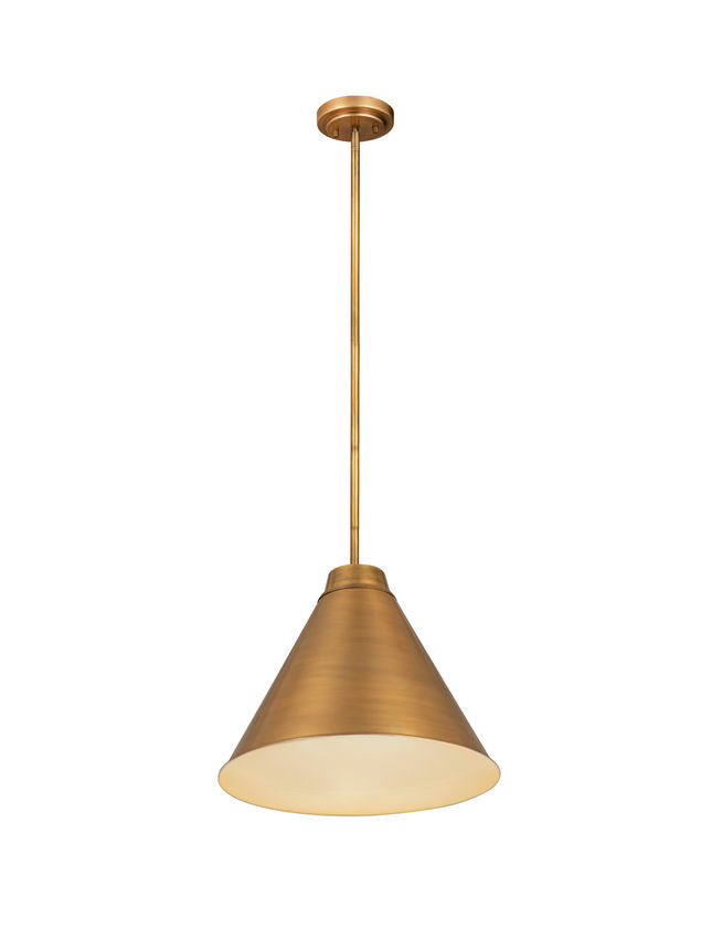 Z-Lite Eaton 18" 1-Light Rubbed Brass Iron Pendant Light