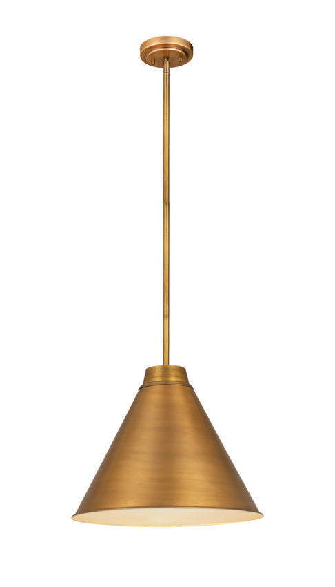 Z-Lite Eaton 18" 1-Light Rubbed Brass Iron Pendant Light