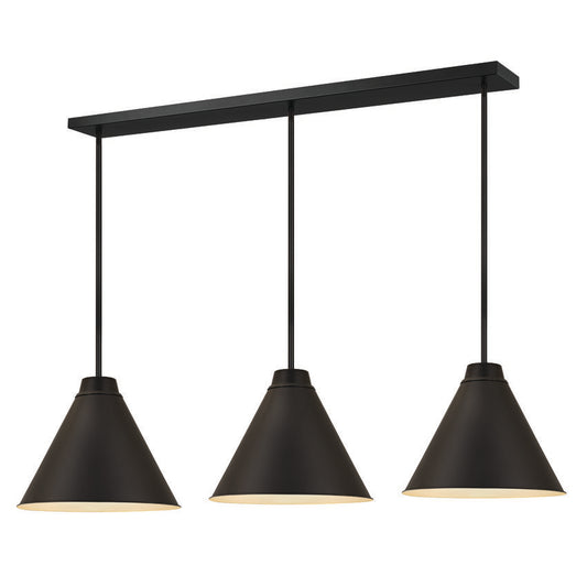 Z-Lite Eaton 18" 3-Light Matte Black Iron Frame and Shade Pendant Light
