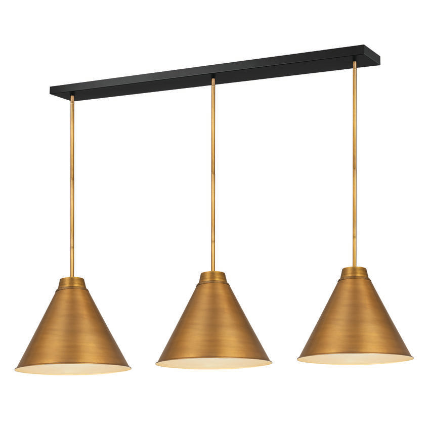 Z-Lite Eaton 18" 3-Light Rubbed Brass Iron Frame and Shade Pendant Light