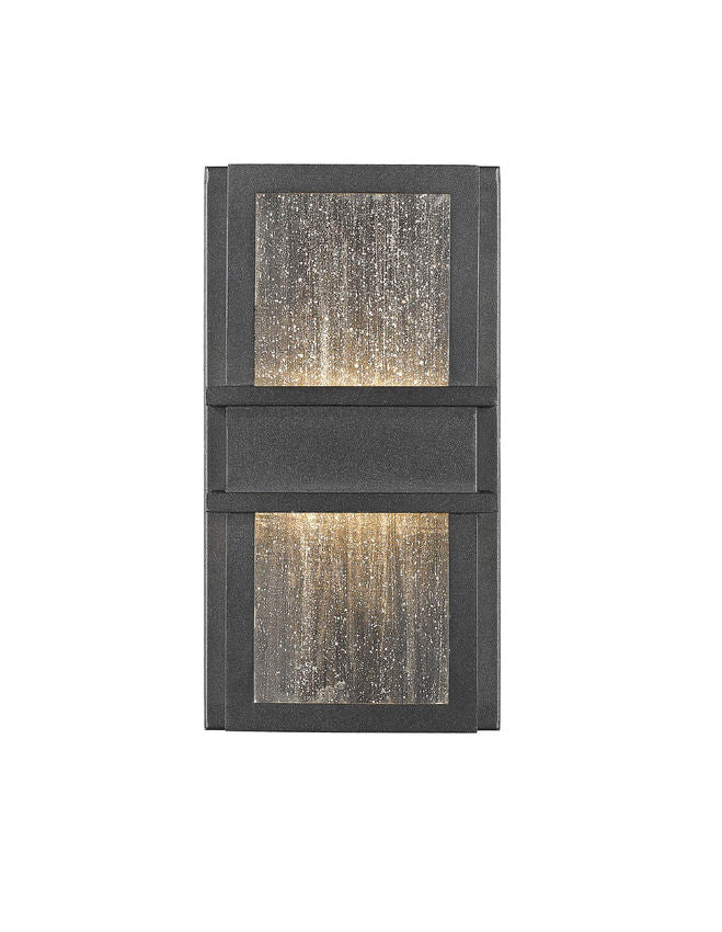 Z-Lite Eclipse 6" 2-Light LED Black Outdoor Wall Sconce With Seedy Glass Shade