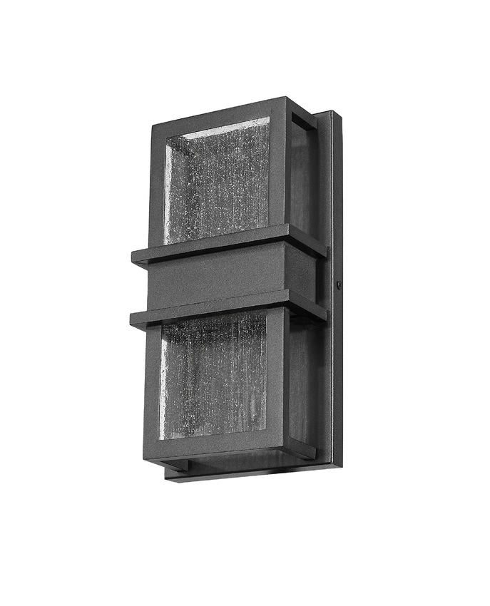 Z-Lite Eclipse 6" 2-Light LED Black Outdoor Wall Sconce With Seedy Glass Shade