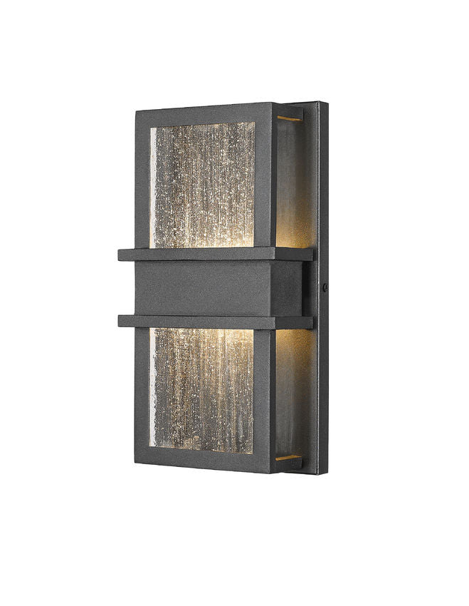 Z-Lite Eclipse 6" 2-Light LED Black Outdoor Wall Sconce With Seedy Glass Shade
