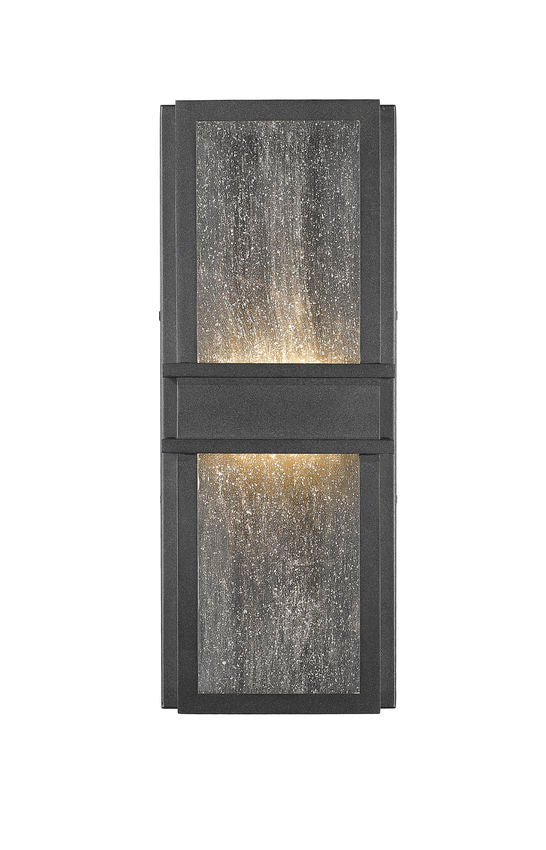 Z-Lite Eclipse 7" 2-Light LED Black Outdoor Wall Sconce With Seedy Glass Shade