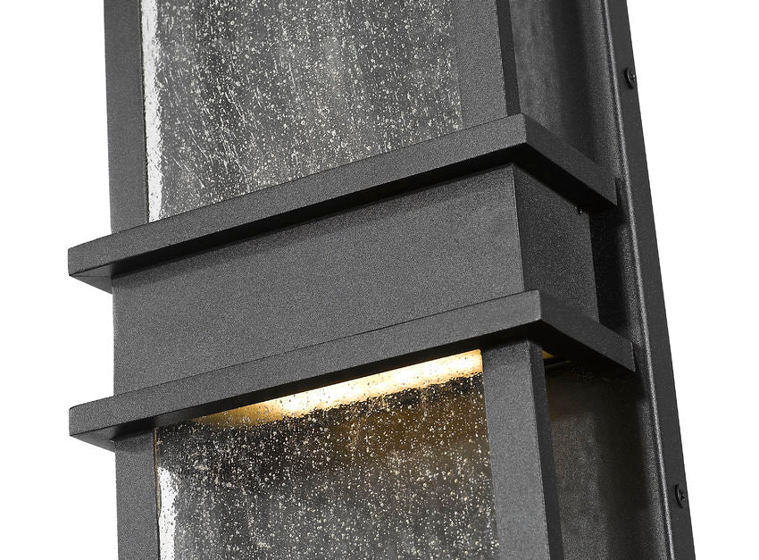 Z-Lite Eclipse 7" 2-Light LED Black Outdoor Wall Sconce With Seedy Glass Shade