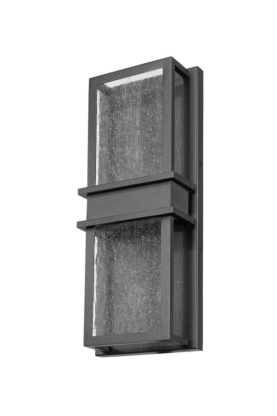 Z-Lite Eclipse 7" 2-Light LED Black Outdoor Wall Sconce With Seedy Glass Shade