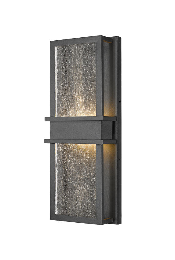 Z-Lite Eclipse 7" 2-Light LED Black Outdoor Wall Sconce With Seedy Glass Shade