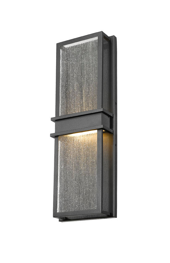 Z-Lite Eclipse 8" 2-Light LED Black Outdoor Wall Sconce With Seedy Glass Shade