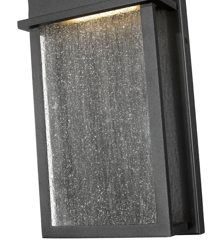 Z-Lite Eclipse 8" 2-Light LED Black Outdoor Wall Sconce With Seedy Glass Shade