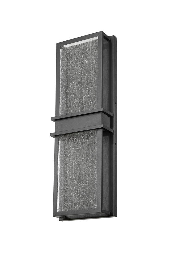 Z-Lite Eclipse 8" 2-Light LED Black Outdoor Wall Sconce With Seedy Glass Shade
