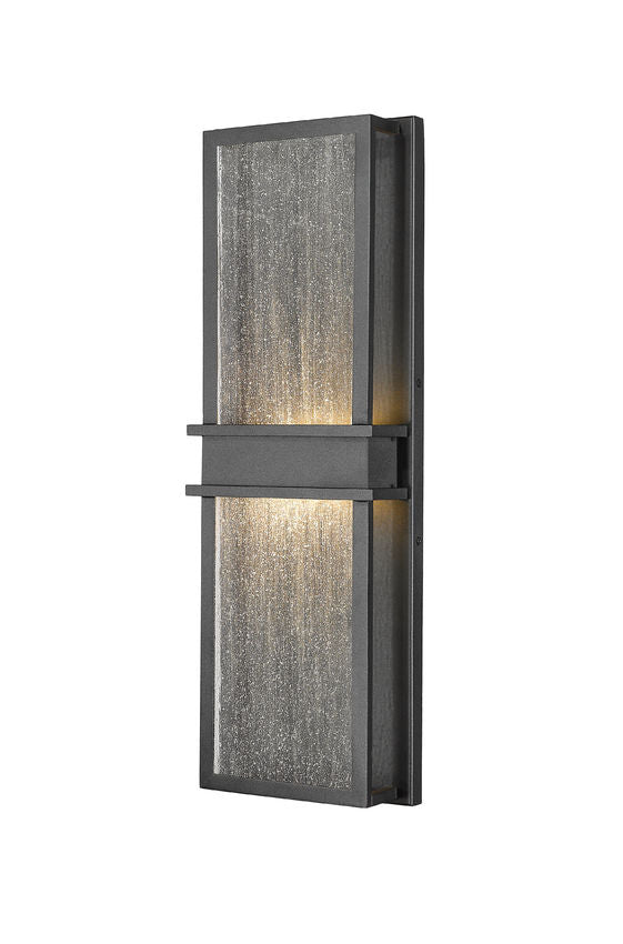Z-Lite Eclipse 8" 2-Light LED Black Outdoor Wall Sconce With Seedy Glass Shade