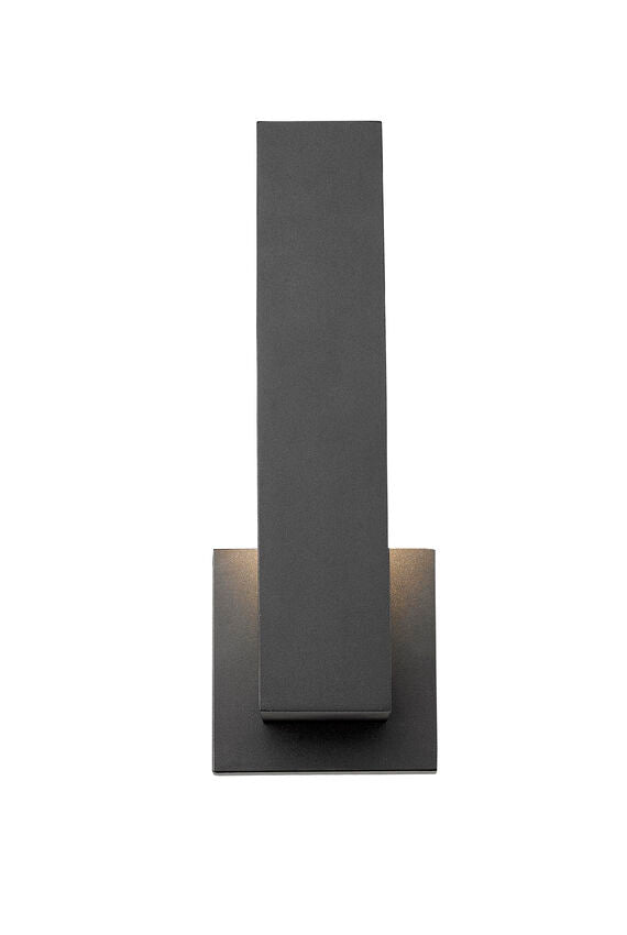 Z-Lite Edge 5" W x 12" H 1-Light LED Black Outdoor Wall Sconce With Sandblast Glass Shade