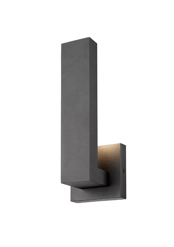 Z-Lite Edge 5" W x 12" H 1-Light LED Black Outdoor Wall Sconce With Sandblast Glass Shade