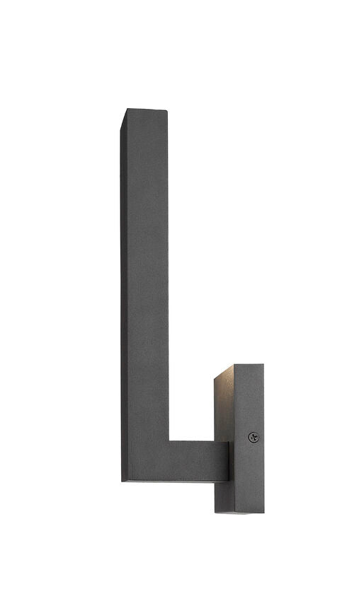 Z-Lite Edge 5" W x 12" H 1-Light LED Black Outdoor Wall Sconce With Sandblast Glass Shade