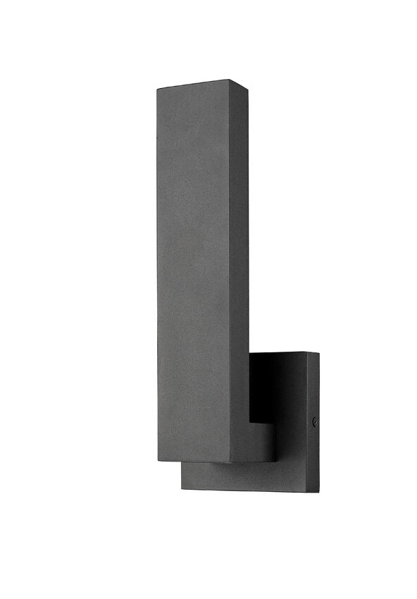 Z-Lite Edge 5" W x 12" H 1-Light LED Black Outdoor Wall Sconce With Sandblast Glass Shade