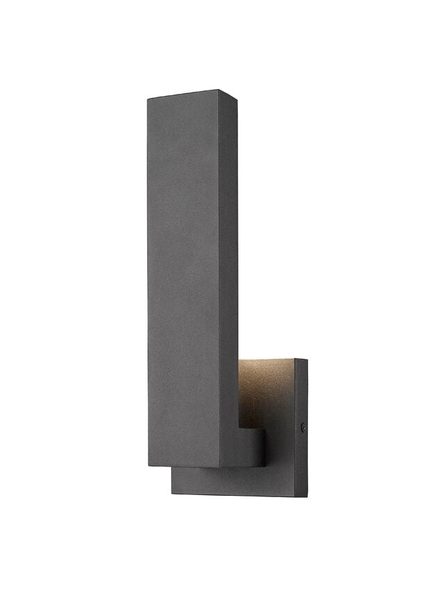 Z-Lite Edge 5" W x 12" H 1-Light LED Black Outdoor Wall Sconce With Sandblast Glass Shade