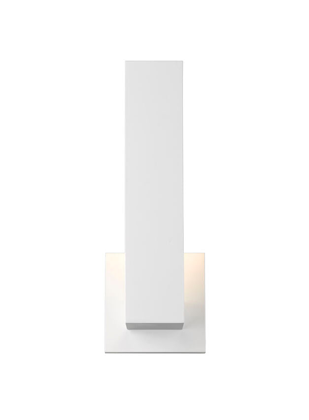 Z-Lite Edge 5" W x 12" H 1-Light LED White Outdoor Wall Sconce With Sandblast Glass Shade