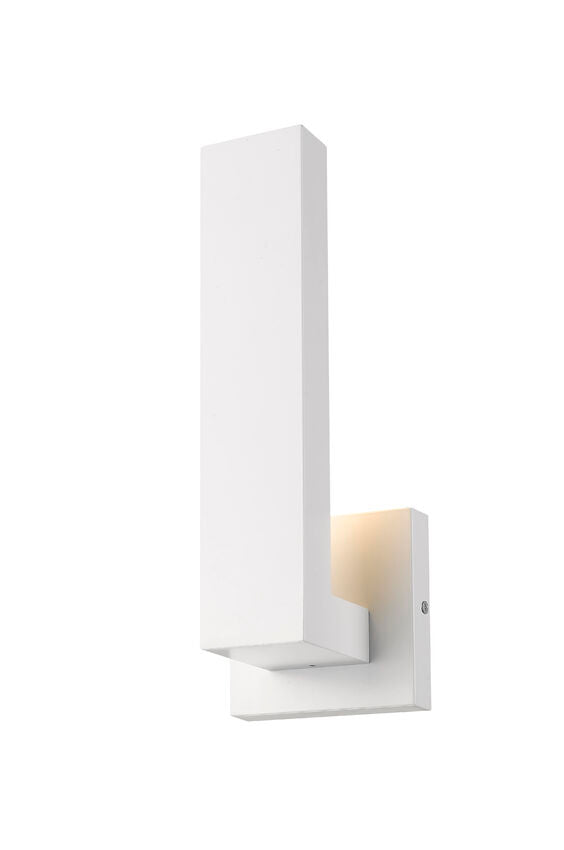 Z-Lite Edge 5" W x 12" H 1-Light LED White Outdoor Wall Sconce With Sandblast Glass Shade