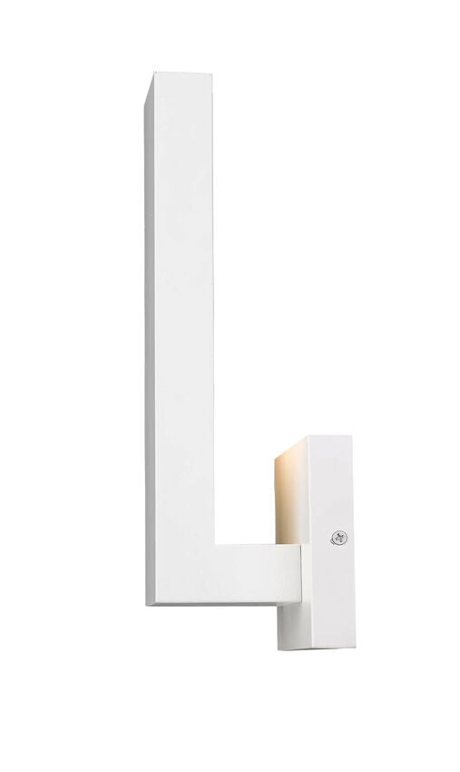 Z-Lite Edge 5" W x 12" H 1-Light LED White Outdoor Wall Sconce With Sandblast Glass Shade