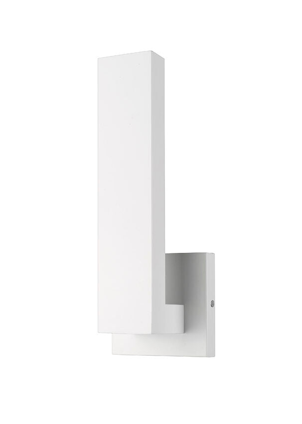 Z-Lite Edge 5" W x 12" H 1-Light LED White Outdoor Wall Sconce With Sandblast Glass Shade
