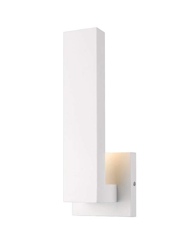 Z-Lite Edge 5" W x 12" H 1-Light LED White Outdoor Wall Sconce With Sandblast Glass Shade