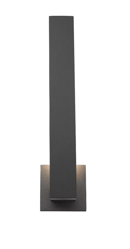 Z-Lite Edge 5" W x 19" H 2-Light LED Black Outdoor Wall Sconce With Sandblast Glass Shade
