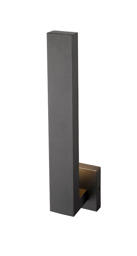 Z-Lite Edge 5" W x 19" H 2-Light LED Black Outdoor Wall Sconce With Sandblast Glass Shade