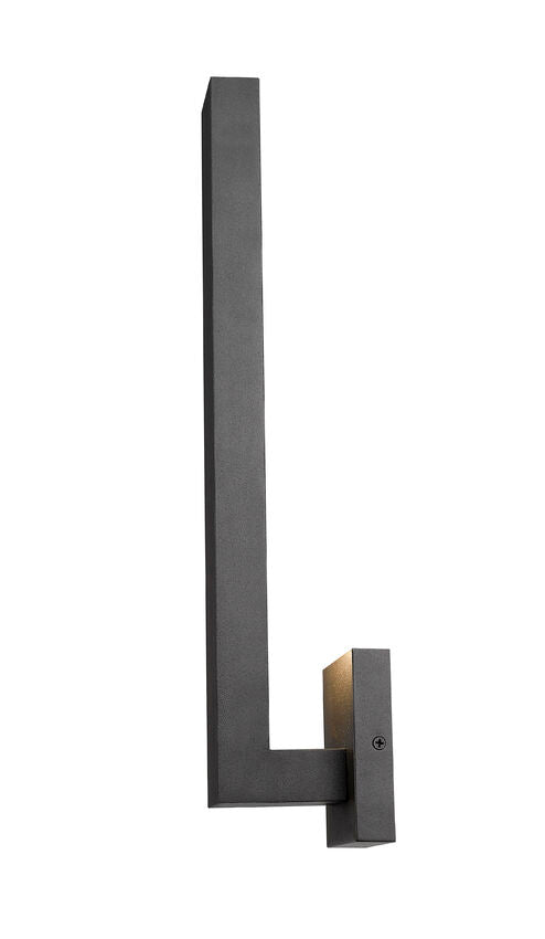 Z-Lite Edge 5" W x 19" H 2-Light LED Black Outdoor Wall Sconce With Sandblast Glass Shade