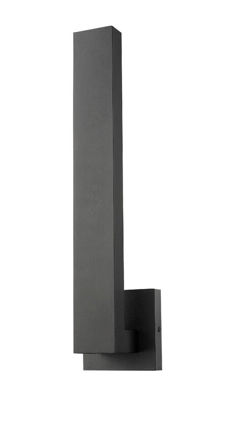 Z-Lite Edge 5" W x 19" H 2-Light LED Black Outdoor Wall Sconce With Sandblast Glass Shade
