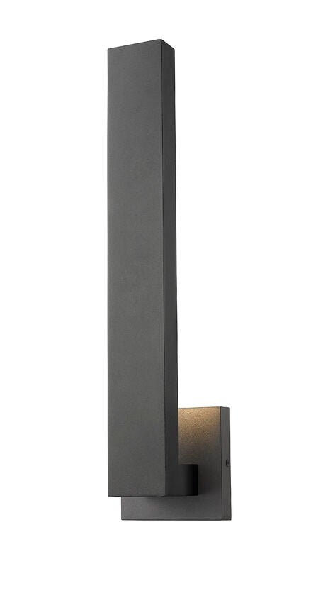 Z-Lite Edge 5" W x 19" H 2-Light LED Black Outdoor Wall Sconce With Sandblast Glass Shade