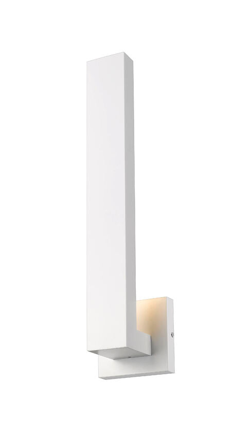 Z-Lite Edge 5" W x 19" H 2-Light LED White Outdoor Wall Sconce With Sandblast Glass Shade
