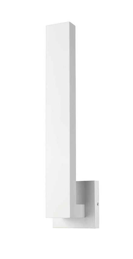 Z-Lite Edge 5" W x 19" H 2-Light LED White Outdoor Wall Sconce With Sandblast Glass Shade