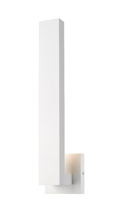 Z-Lite Edge 5" W x 19" H 2-Light LED White Outdoor Wall Sconce With Sandblast Glass Shade
