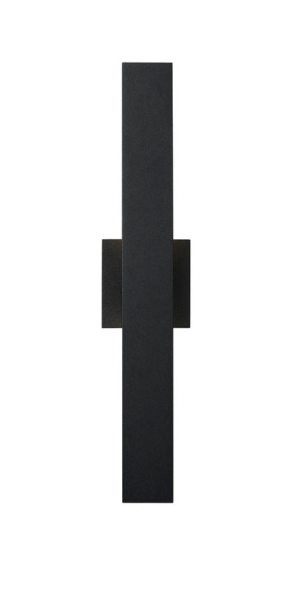 Z-Lite Edge 5" W x 21" H 2-Light LED Black Outdoor Wall Sconce With Sandblast Glass Shade