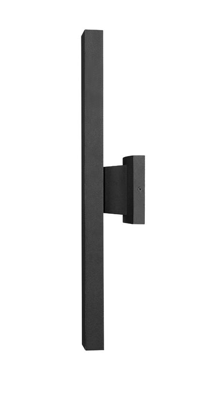 Z-Lite Edge 5" W x 21" H 2-Light LED Black Outdoor Wall Sconce With Sandblast Glass Shade